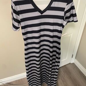 Striped Black and Gray Maxi Dress